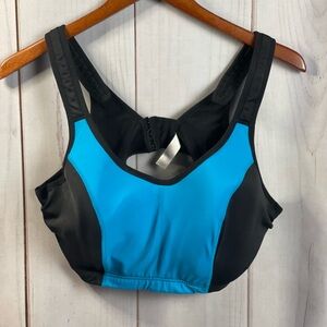 Livi Active Blue and Black Sports Bra with Supportive Straps